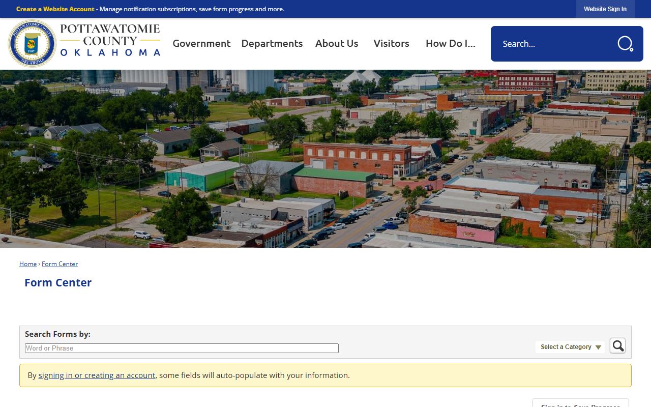 Pottawatomie County arrest records request form fields on the Sheriff's Office page
