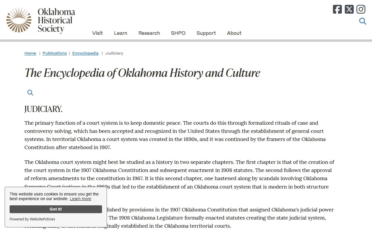 Pottawatomie County court dockets and the Oklahoma judiciary structure