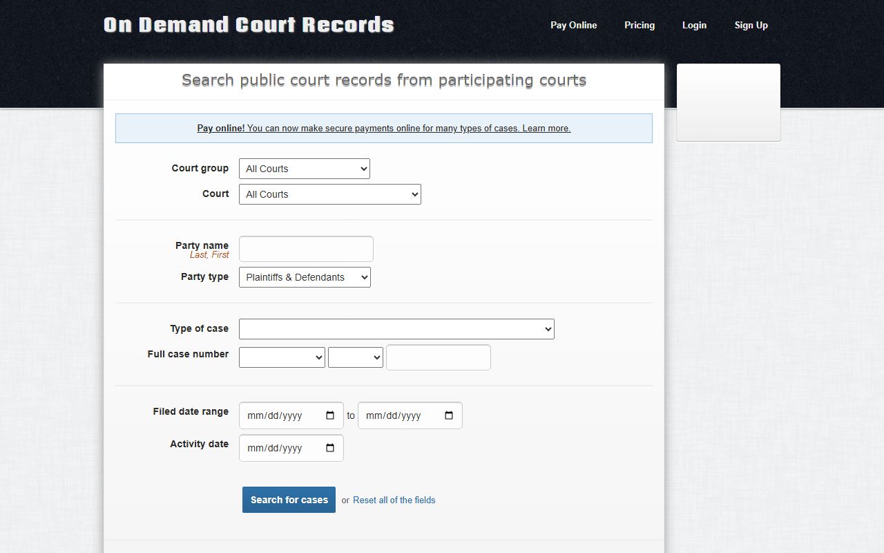 Pottawatomie County court records on the ODCR public search portal