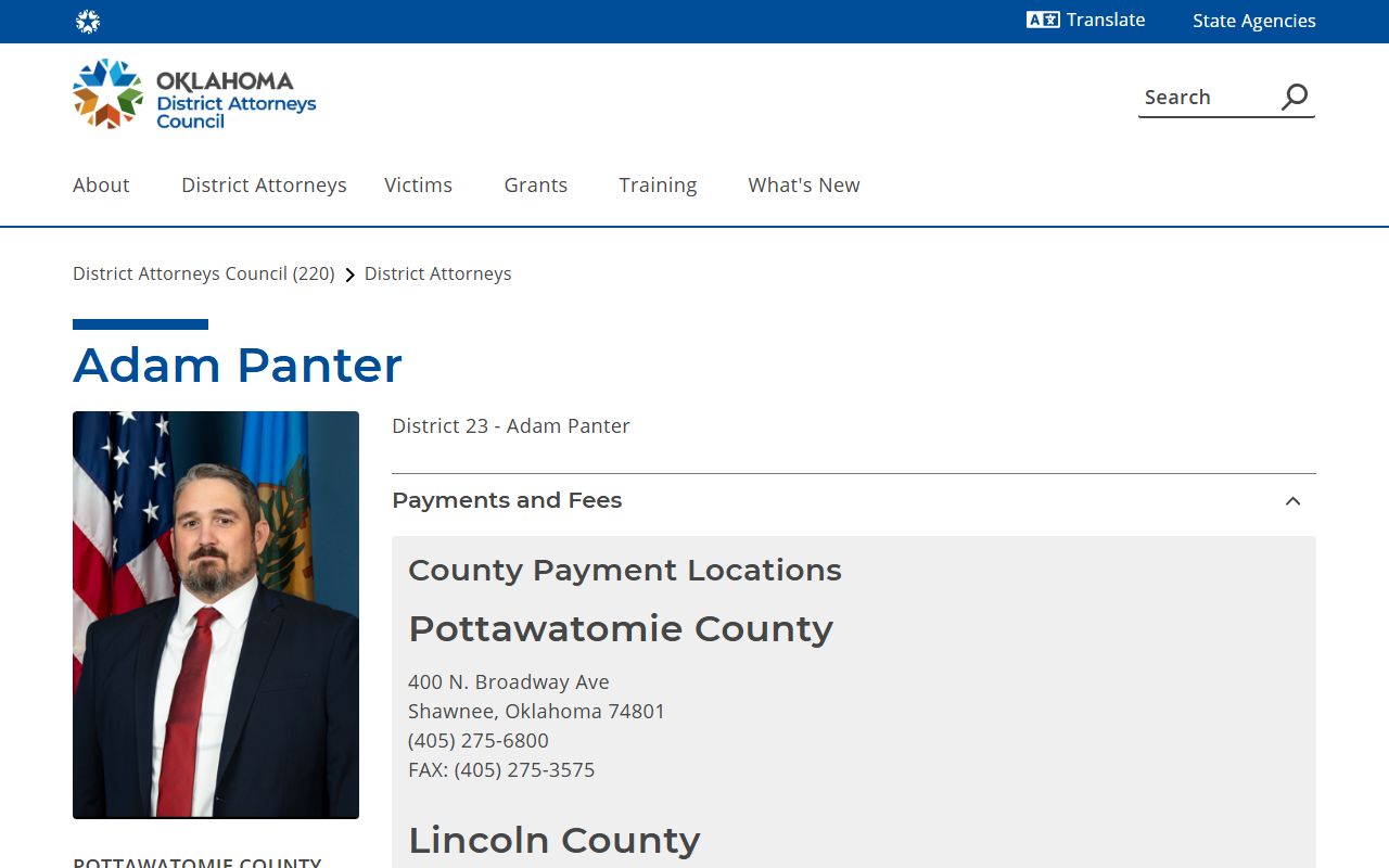 Pottawatomie County criminal court records prosecutor information on the District Attorney District 23 page