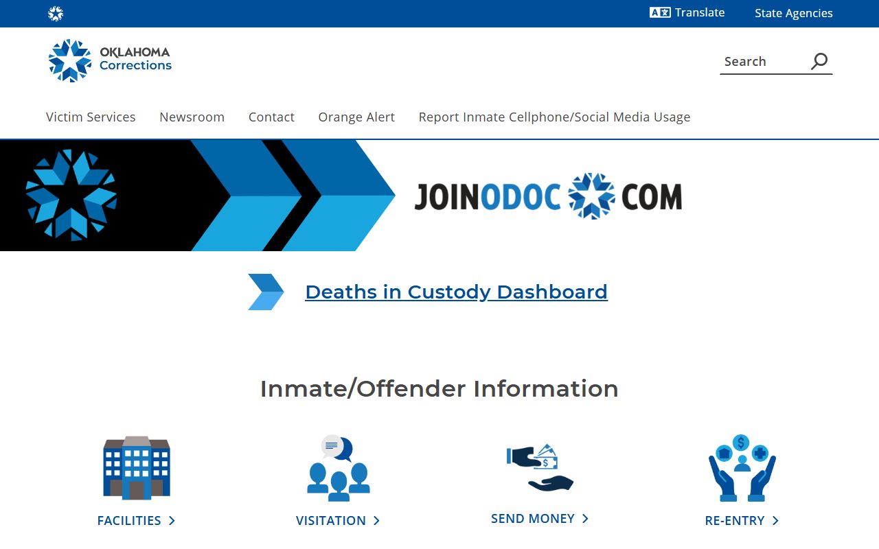 Pottawatomie County criminal court records and sentenced-offender lookup on the Oklahoma Department of Corrections page