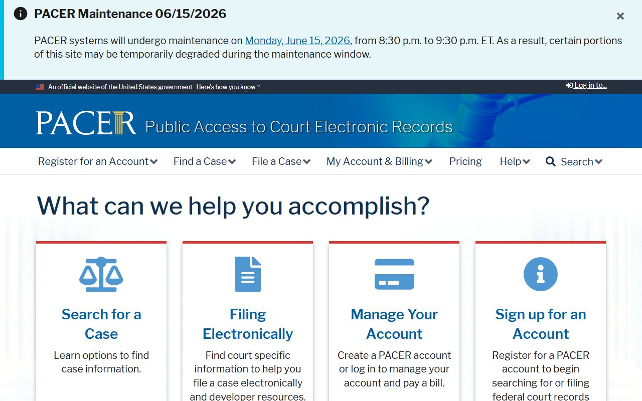 Pottawatomie County federal court records access through the PACER portal