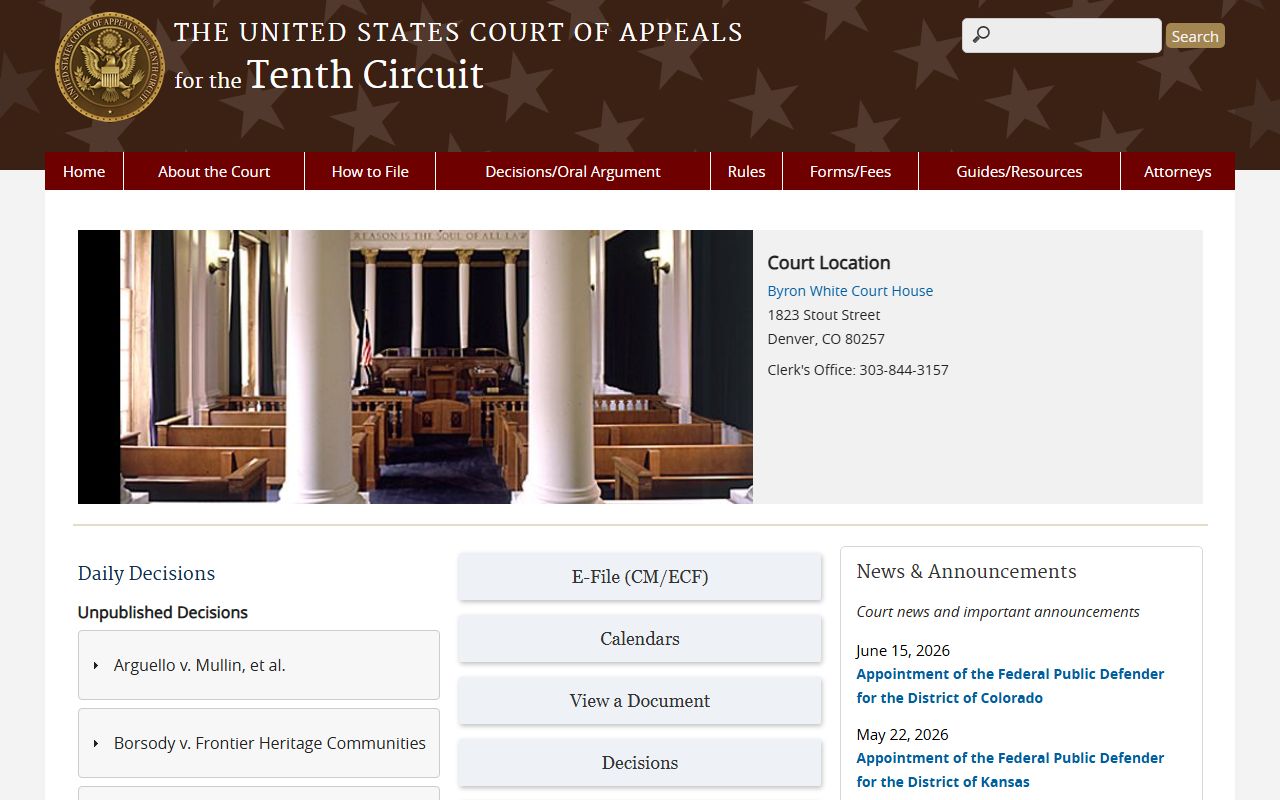 Pottawatomie County federal appeals records on the U.S. Court of Appeals for the Tenth Circuit site