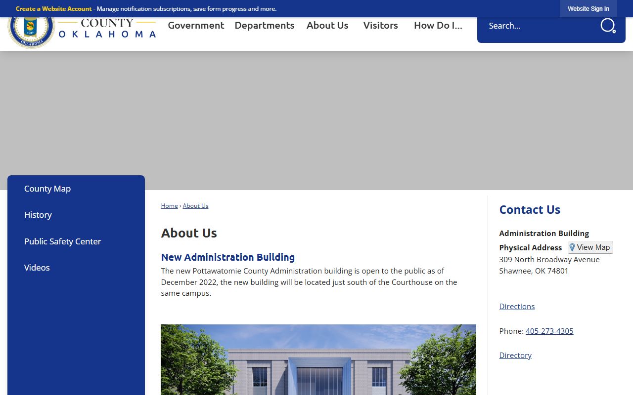 Pottawatomie County About Us page for court records offices
