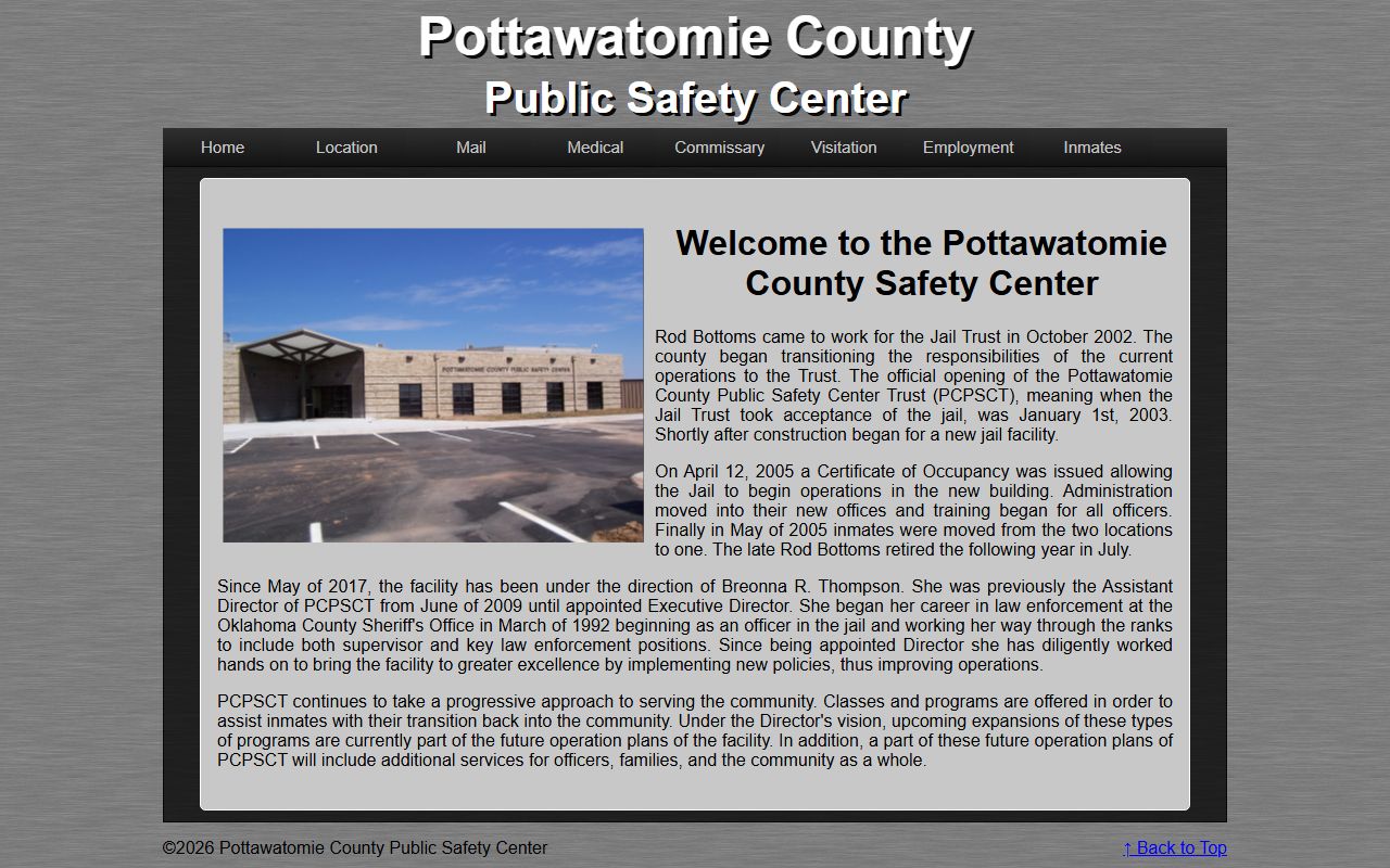 Pottawatomie County inmate records starting point on the Public Safety Center homepage