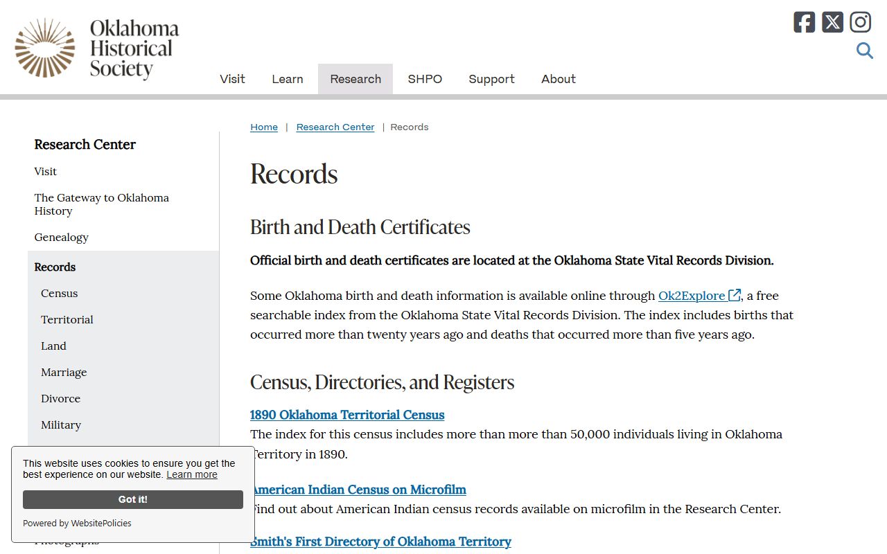 Pottawatomie County marriage records research at the Oklahoma Historical Society
