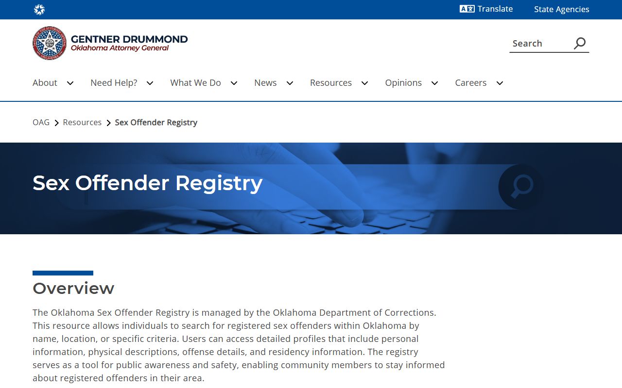 Pottawatomie County warrant research using the Oklahoma Attorney General sex offender registry resource